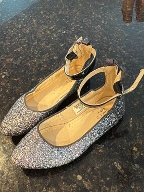 GAP Silver Glitter Girls' Mary Jane Flats